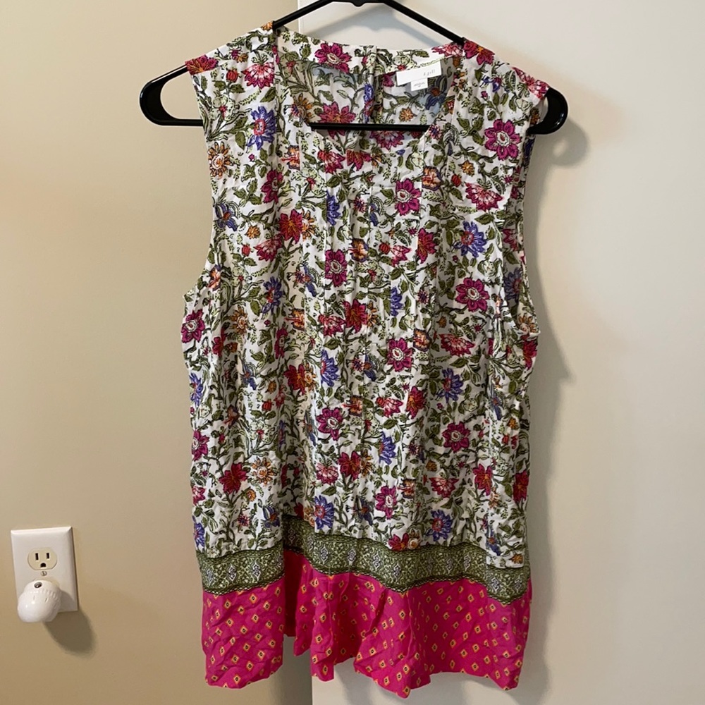 J. Jill Sleeveless Floral Blouse Size Medium Like New